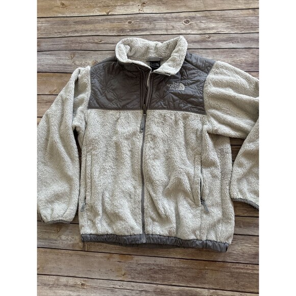 The North Face Jacket Girls Large 14/16 Grey White Osito Oso Fleece Zip Hooded - Picture 1 of 10